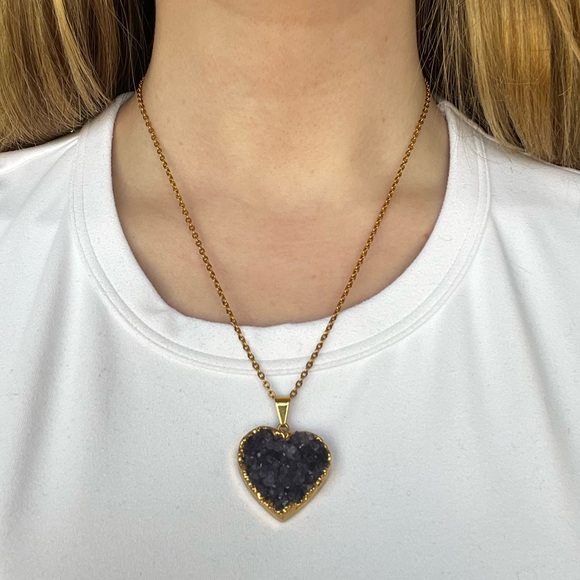 Jewelry - Gold and Amethyst Heart Pendant Necklace